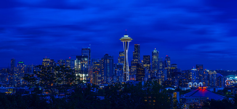 Seattle skyline in twilight